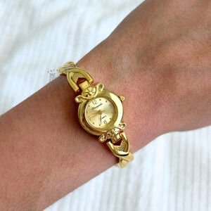 Vintage Style Gold Watch Women – Stylish Alloy Timepiece, Battery-Powered